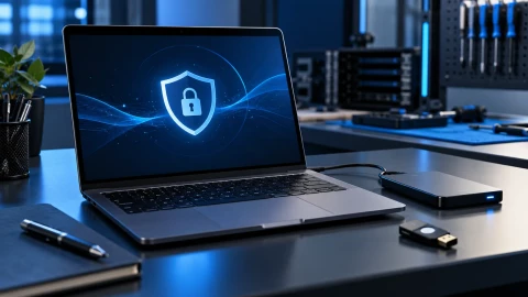 Notebook preparado para manutenção com proteção de dados e backup