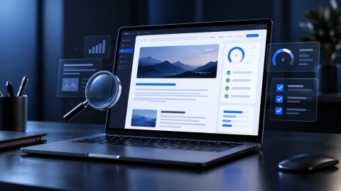 Notebook exibindo análise de SEO e legibilidade de um conteúdo digital