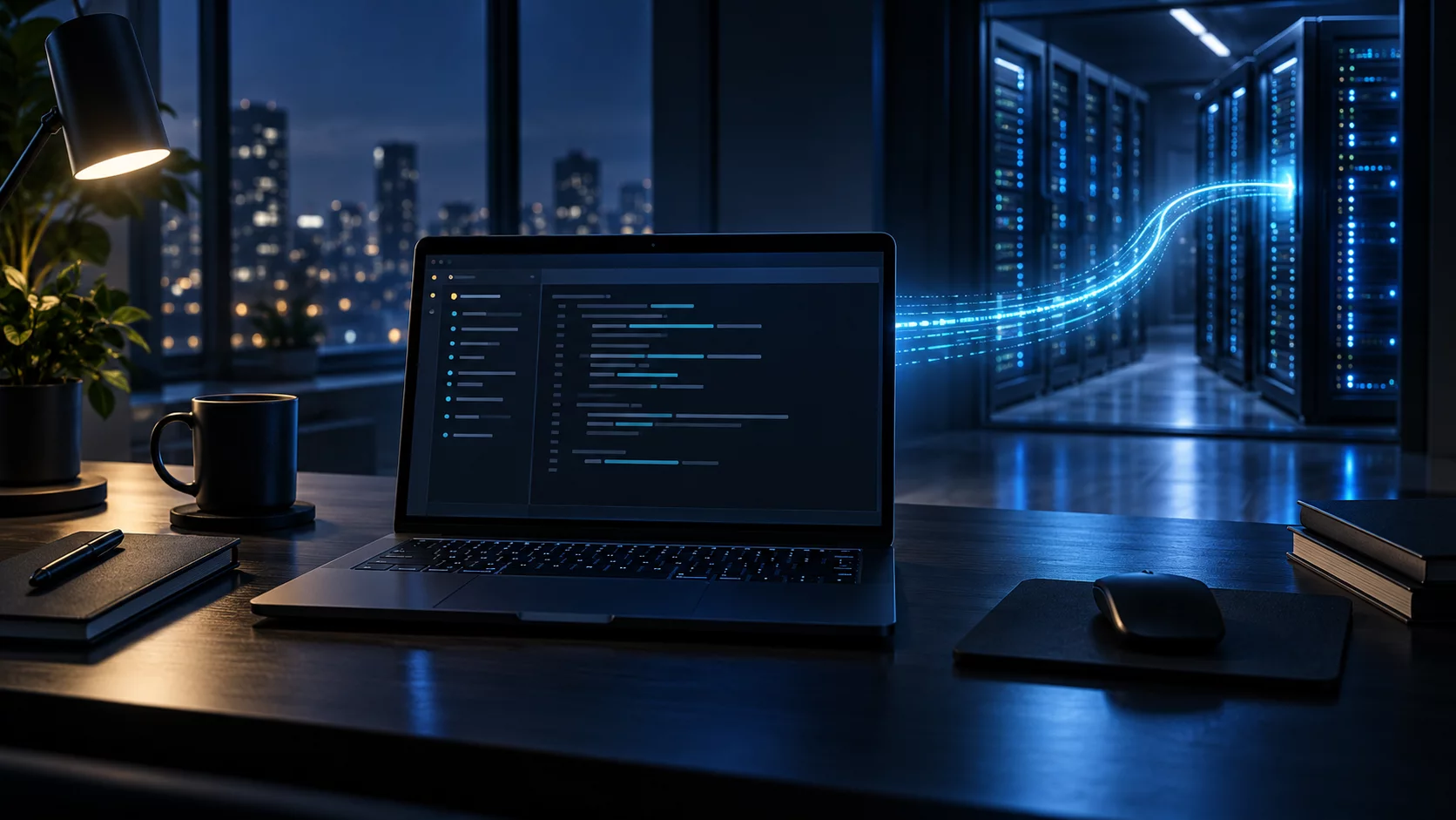 Ilustração de um computador conectado por SSH a servidores remotos