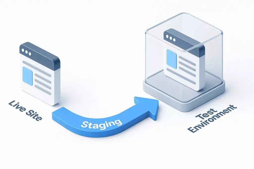 Infográfico mostrando as funções do Softaculous como Staging e Cloning